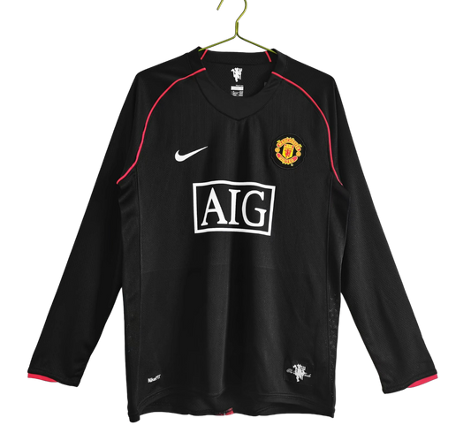 Manchester United Retro Long Sleeve 2007/08 Black (Free Personalisation)