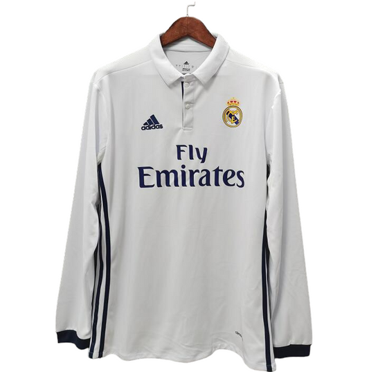 Real Madrid Retro 16/17 Long Sleeve Home (Free Personalisation)
