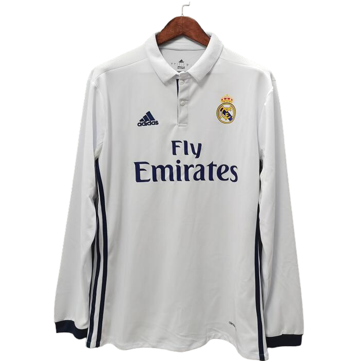 Real Madrid Retro 16/17 Long Sleeve Home (Free Personalisation)