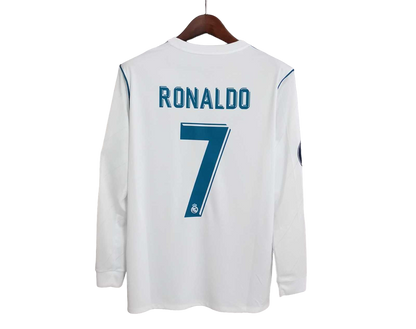 Real Madrid Retro 17/18 Long Sleeve Home (Free Personalisation)