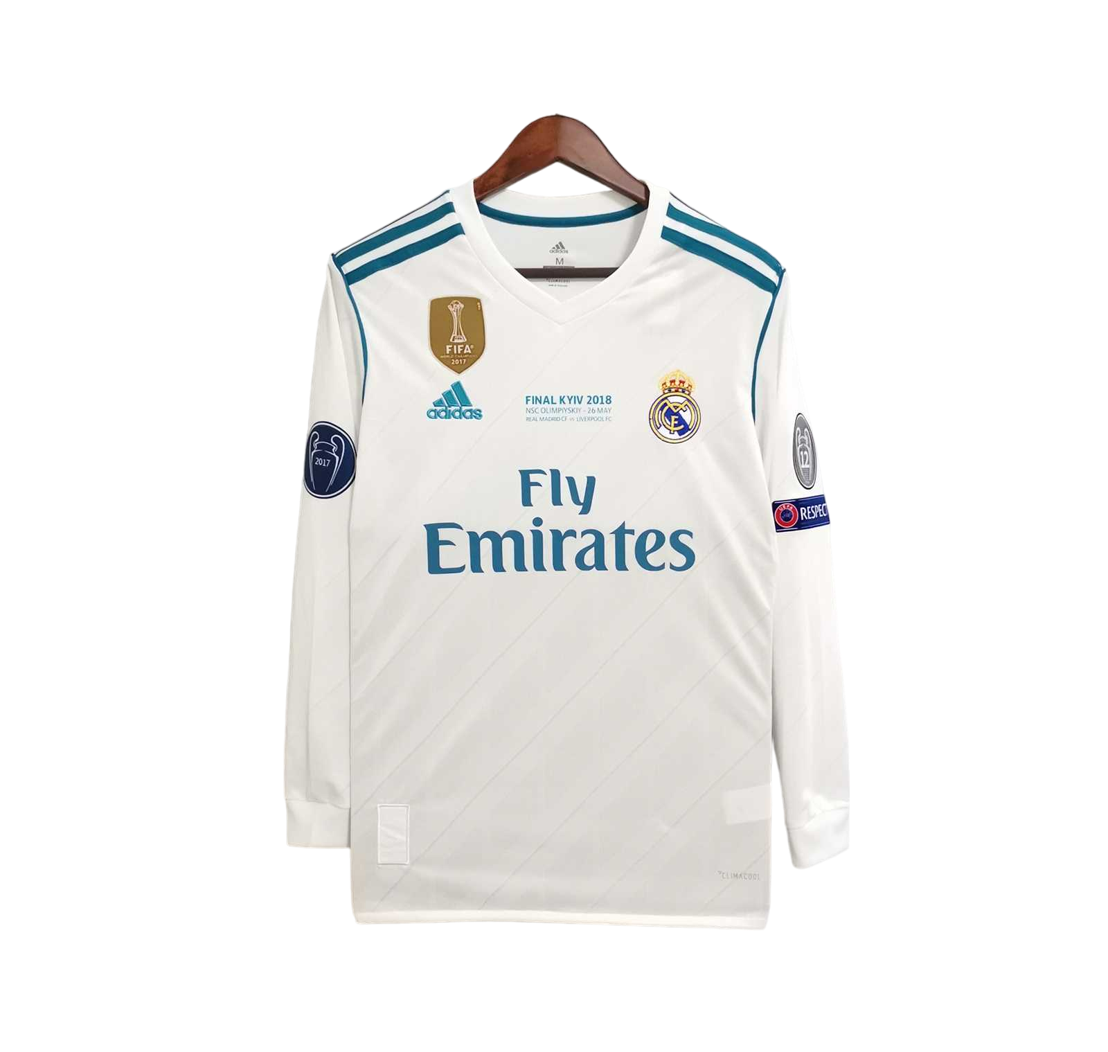 Real Madrid Retro 17/18 Long Sleeve Home (Free Personalisation)