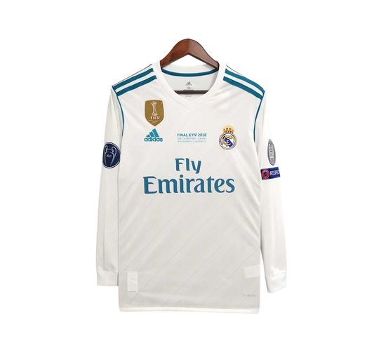 Real Madrid Retro 17/18 Long Sleeve Home (Free Personalisation)