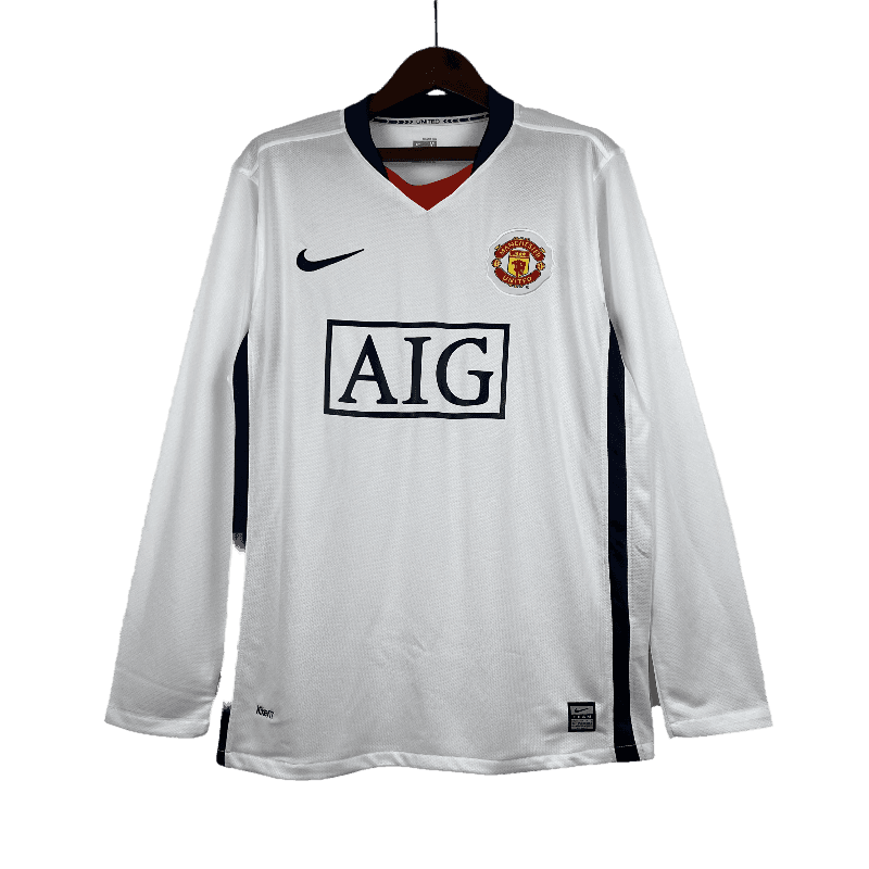 Manchester United Retro Long Sleeve 2007/08 White (Free Personalisation)