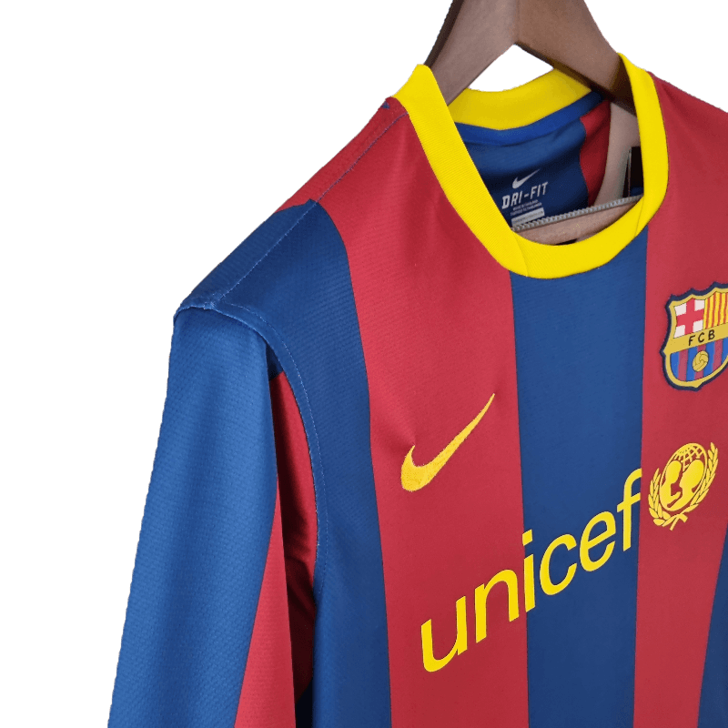 Barcelona Retro Long Sleeve 10/11 UEFA Champions League Home (Free Personalisation)